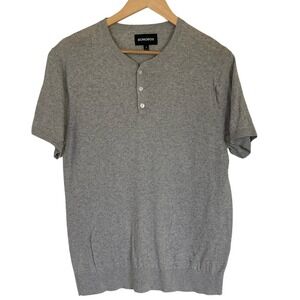 Bonobos Mens Heather Gray‎ Short Sleeve Henley Size M Cotton Silk Hemp Basic